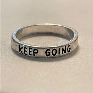 Silver “Keep Going” Inspirational Ring